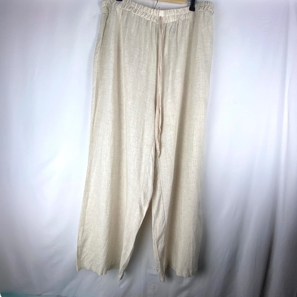 4XL Wide Leg Linen Blend Pants - Picture 1 of 9
